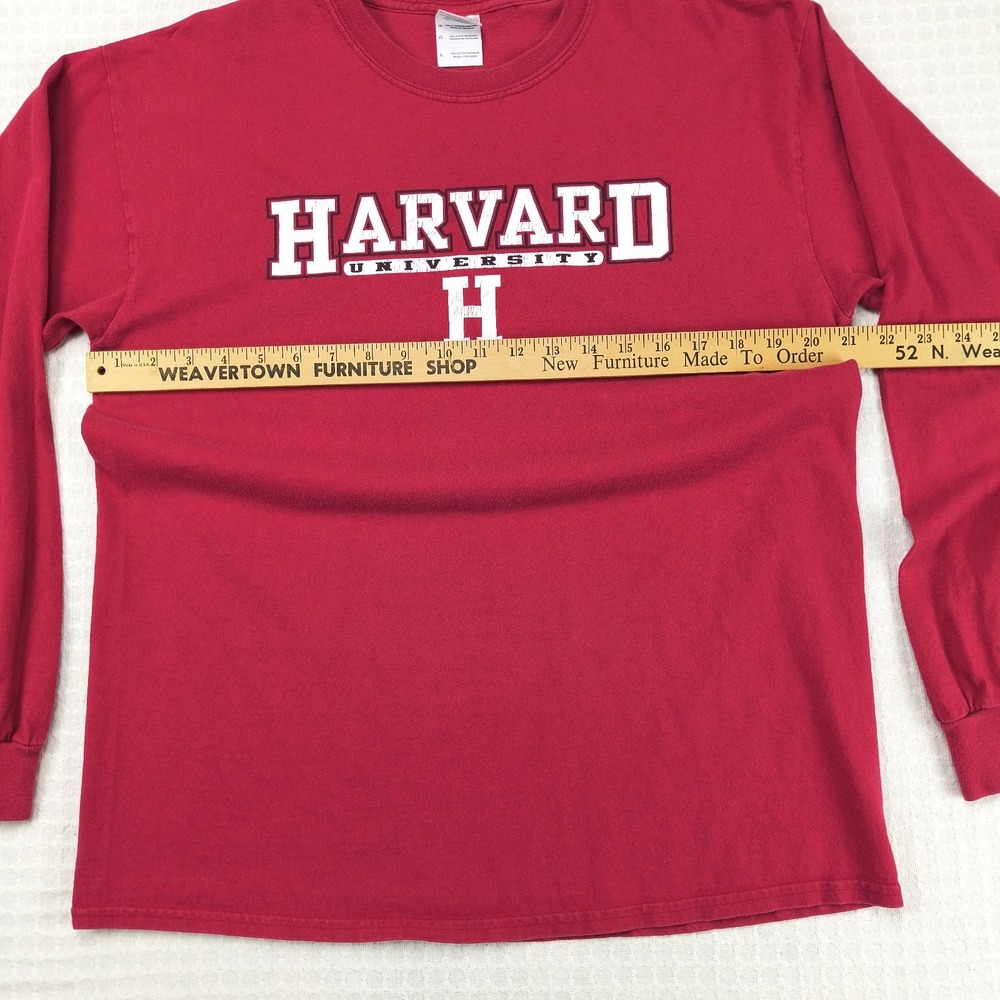 Gildan Harvard University Long Sleeve T-Shirt Men's L 42" Slim Maroon Collegiate - Picture 6 of 7